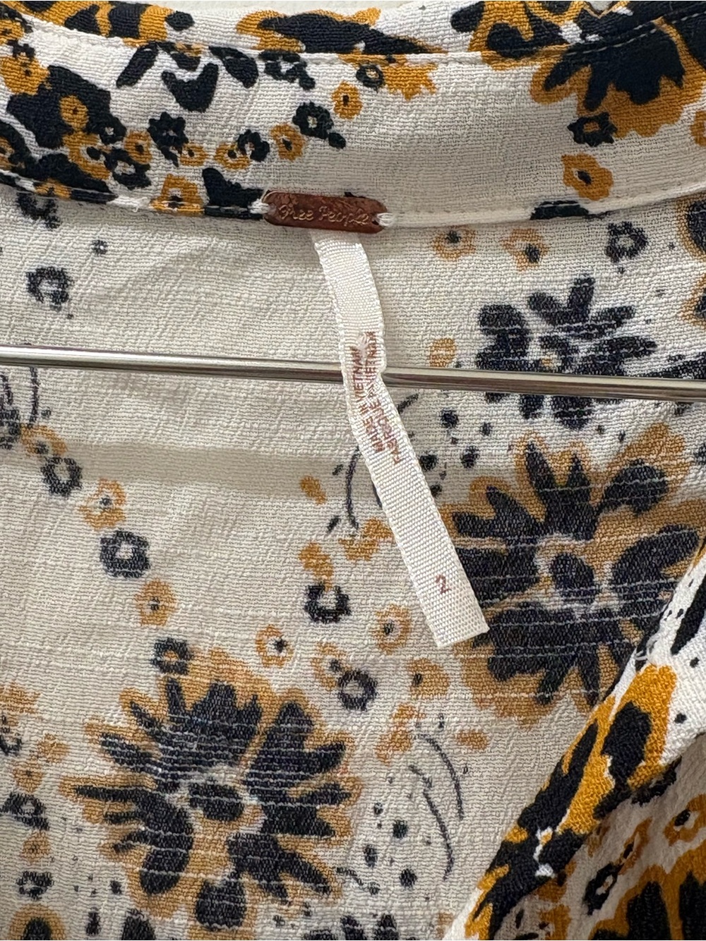 Free People White Floral & Brown Long Sleeve Maxi Dress - Picture 6 of 7